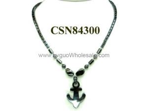 Hematite Anchor Pendant Beads Stone Chain Choker Fashion Women Necklace